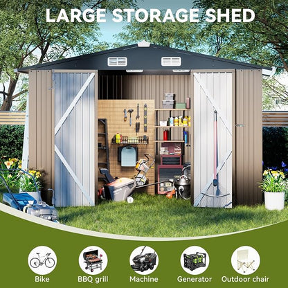 COMHOMA Shed Outdoor Storage Shed Metal, Lockable Doors Tool Sheds - Image 4