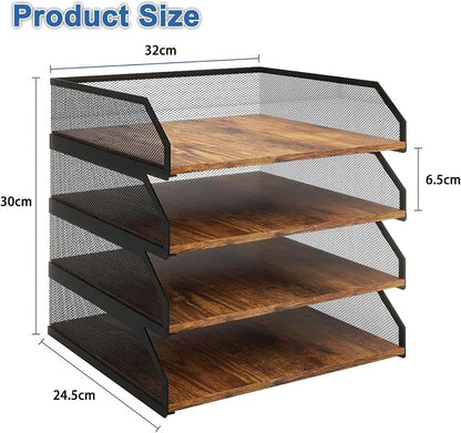Natwind 4-Tier Stackable Paper Tray, Metal Mesh Desktop Organizer, Paper Sorter - Image 2