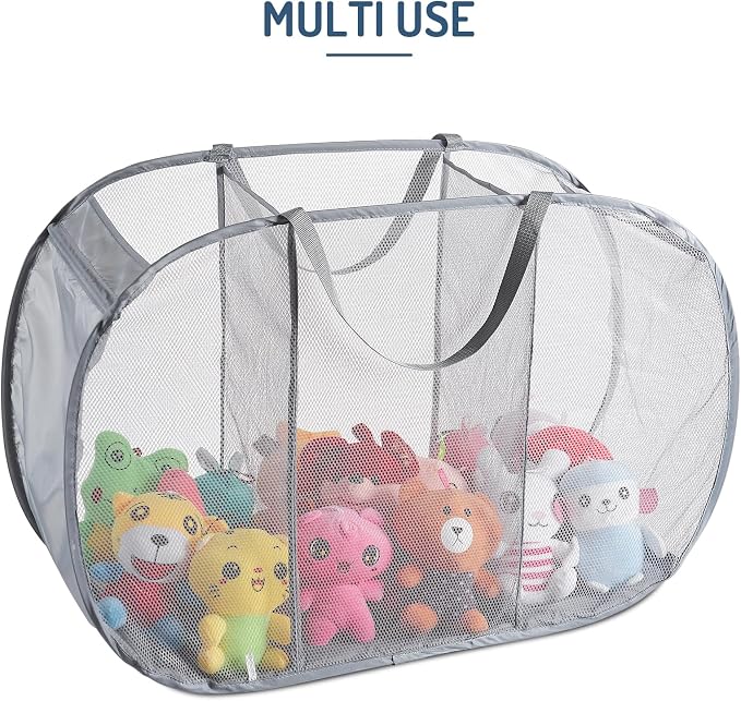 Mesh Popup Laundry Hamper 3 Compartment Sortable Horizontal Collapsible Laundry - Image 3