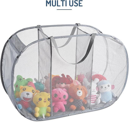Mesh Popup Laundry Hamper 3 Compartment Sortable Horizontal Collapsible Laundry - Image 3