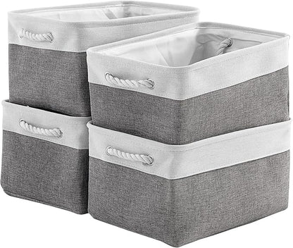 Storage Basket 16x12x8 inch Fabric Sturdy Canvas Storage Bins Organizer by Sacyic