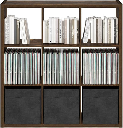 Furinno Cubicle 9-Cube Book Shelf, Extra Thick Frame Bookshelf, Amber Pine | - Image 6