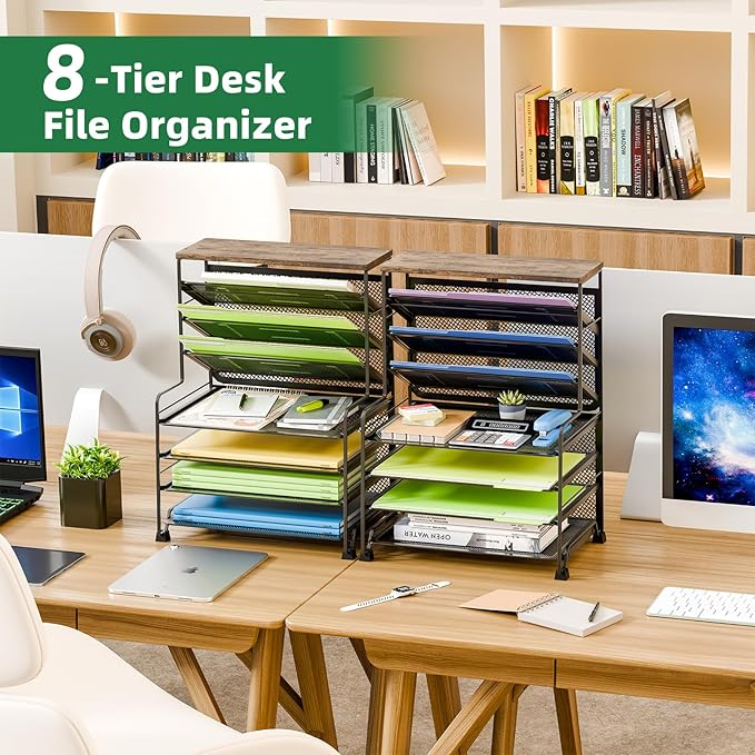 Simple Trending 7 Tier Desk File Organizer, 2 Pack Letter Tray Paper Organizer - Image 4