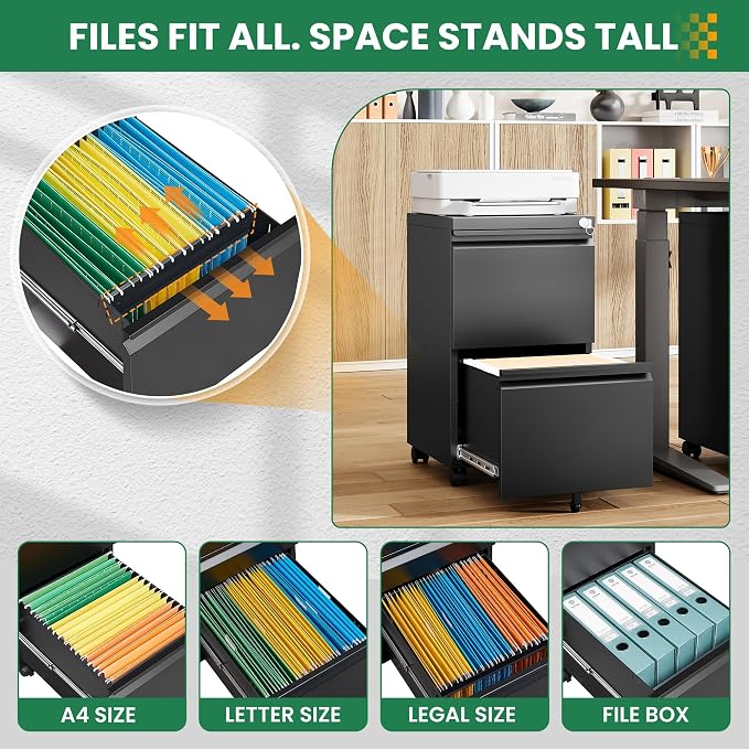 2 Drawer Metal File Cabinet - Image 5