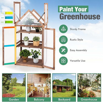 Giantex 3-Tier Garden Cold Frame, Portable Wooden Mini Greenhouse Storage - Image 8