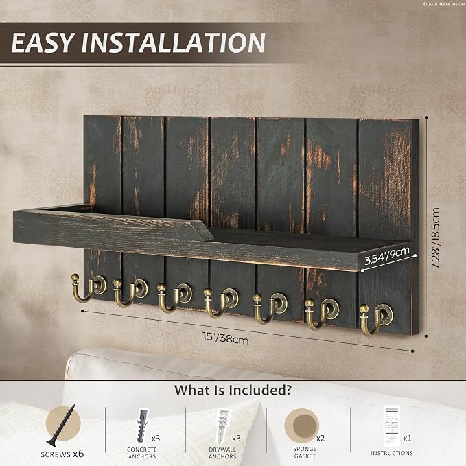Rebee Vision Farmhouse Key Holder Wall Mount - Image 2