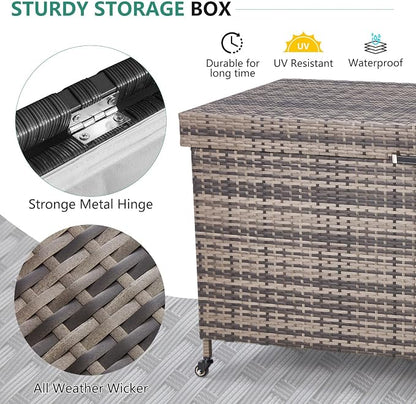 AVAWING 240 Gallon Wicker Deck Box - Image 4