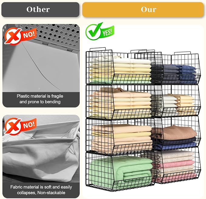 4-Tier Stackable Closet Organizers and Storage Shelves, Foldable Closet Shelf - Image 5