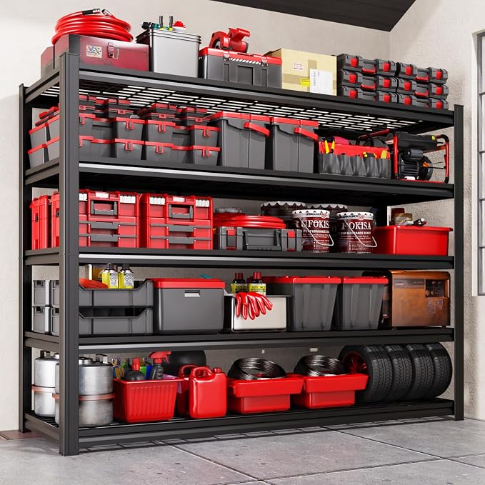59" W Garage Shelving Heavy Duty Storage Shelves, Adjustable Metal Shelving Unit by AOAORGG