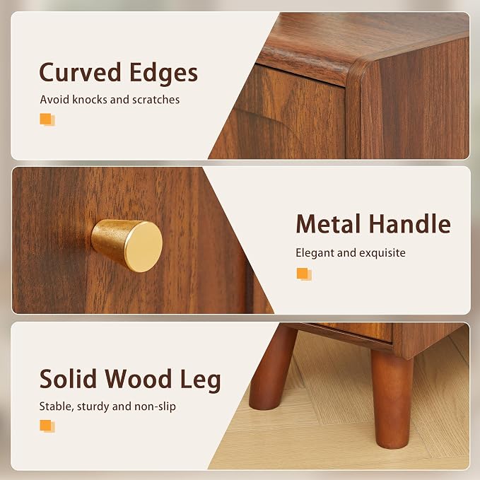 Small Nightstand Set of 2, Narrow Nightstand Slim Couch Side Table - Image 6
