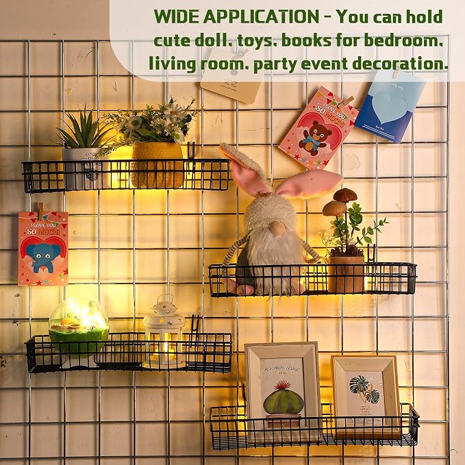 Blulu 4 Pcs 15.75 x 5.91 x 1.97 Inch Metal Grid Wall Baskets - Image 4