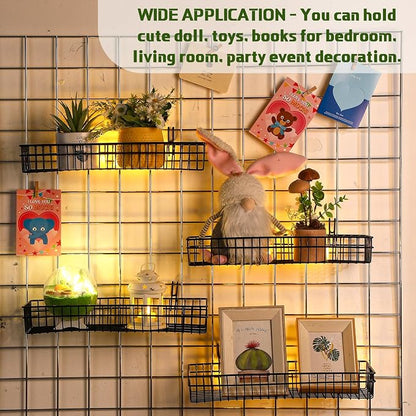 Blulu 4 Pcs 15.75 x 5.91 x 1.97 Inch Metal Grid Wall Baskets - Image 4