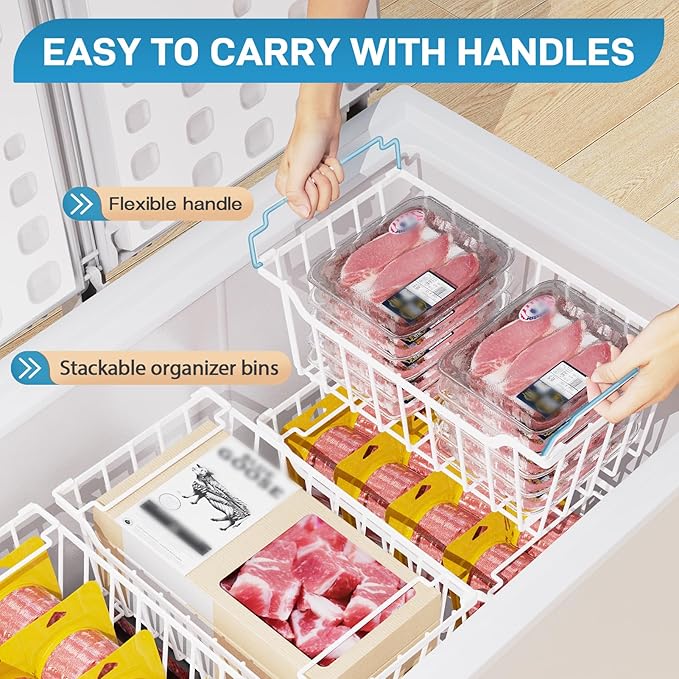 SUNALLY Freezer Organizer Bins, 8 Pack Chest Freezer Organizer Stackable - Image 3