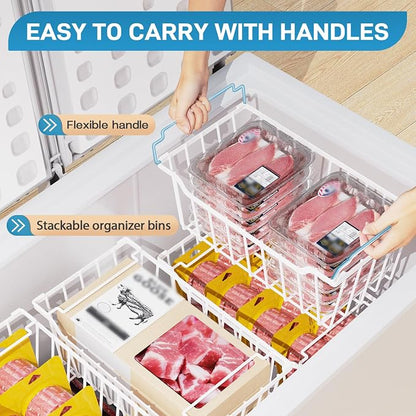 SUNALLY Freezer Organizer Bins, 4 Pack Chest Freezer Organizer Stackable - Image 3