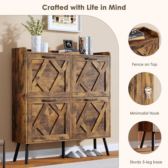 Nicetree Shoe Cabinet Storage for Entryway, Freestanding Shoe Storage Cabinet - Image 6
