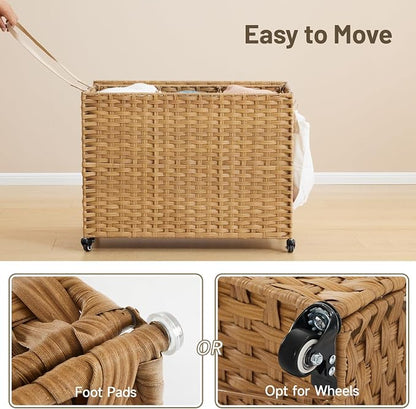 Laundry Hamper with Wheels, 60.72 Gallon Rolling Laundry Basket with Lid - Image 8