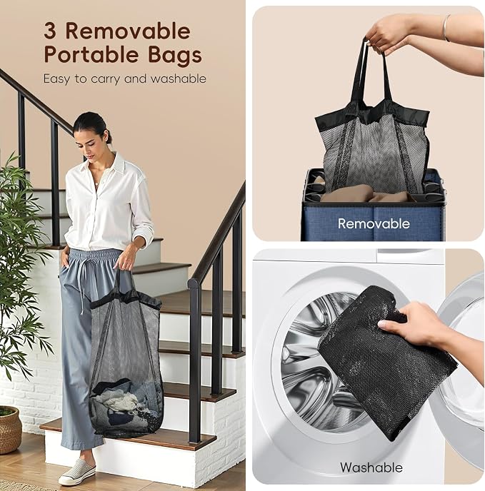 185L Laundry Hamper 3 Section, Laundry Hamper - Image 6
