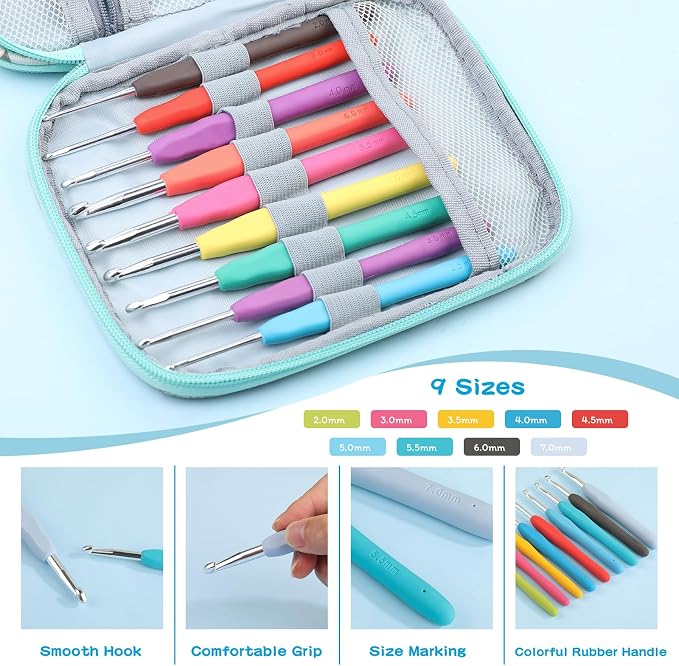 Mayboos 96 Pack Crochet Hooks Set, Ergonomic Crochet Hooks Weave Yarn Kits - Image 4