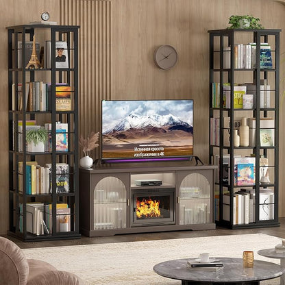 Aheaplus Rotating Bookshelf, Corner Bookcase, 360 Display Wood Spinning - Image 5