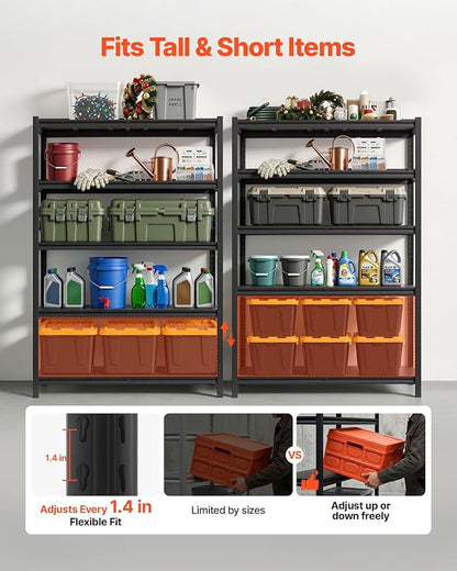 VEVOR Storage Shelves, 5-Tier Adjustable, 2500 lbs Capacity, Heavy Duty Garage - Image 5