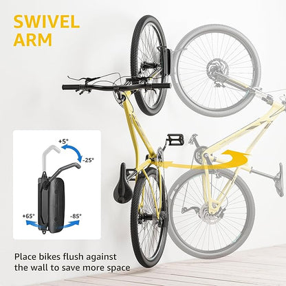 monTEK Swivel Bike Wall Mount – 2 Pack Garage Bike Hanger & Space-Saving - Image 2