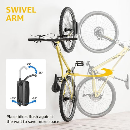 monTEK Swivel Bike Wall Mount – 4 Pack Garage Bike Hanger & Space-Saving - Image 2