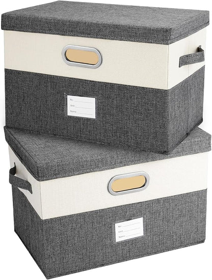 Large Linen Fabric Foldable Storage Bins by Unknown