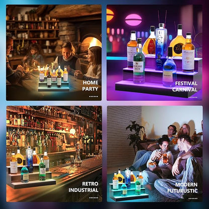 Led Lighted Liquor Bottle Display Shelf, 24 Inch 3 Tier Whiskey Rack, Support - Image 7
