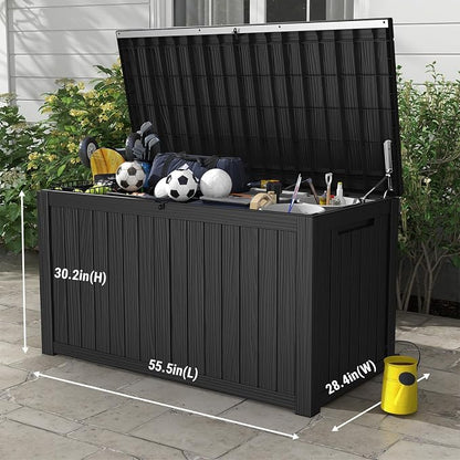 Mars Villa 180 Gallon Outdoor Storage Box, Large Resin Deck Box Waterproof - Image 2