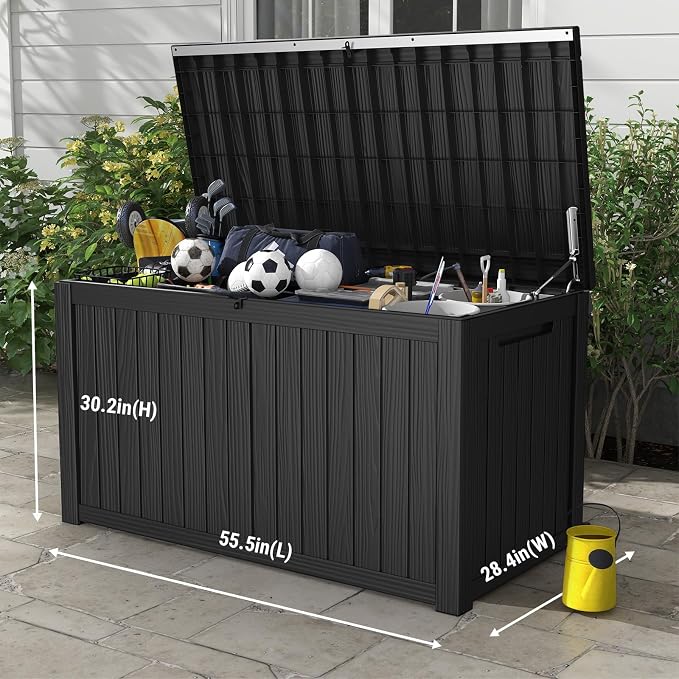 Mars Villa 180 Gallon Outdoor Storage Box Waterproof, Extra Large Resin Deck Box - Image 2