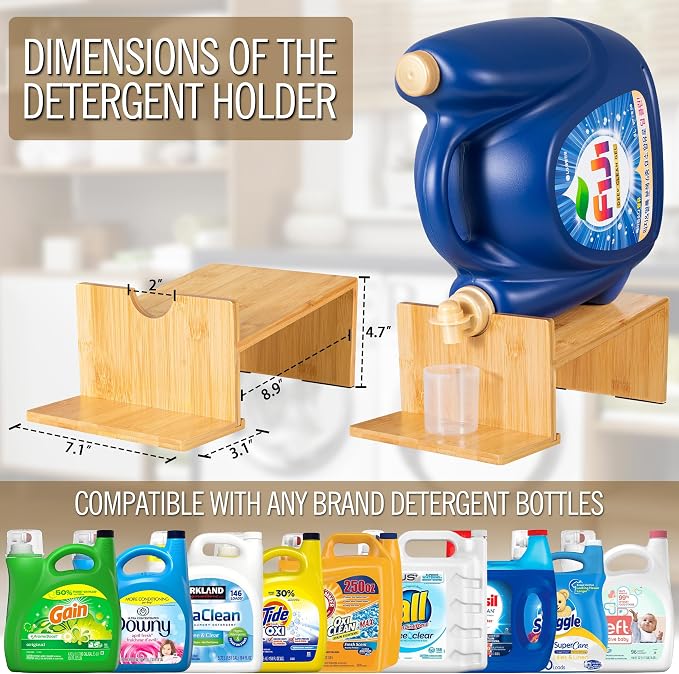 MyLifeUNIT Laundry Detergent Dispenser, 2 Pack Wooden Laundry Detergent Holder - Image 5