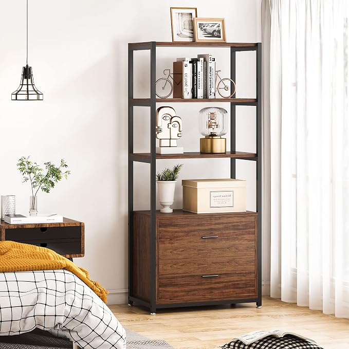 Tribesigns Bookcase, 4-Tier Rustic Bookshelf - Image 5