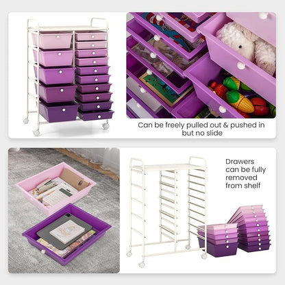 Giantex 15 Drawers Rolling Cart, Classroom Organizers, Storage Cart - Image 5