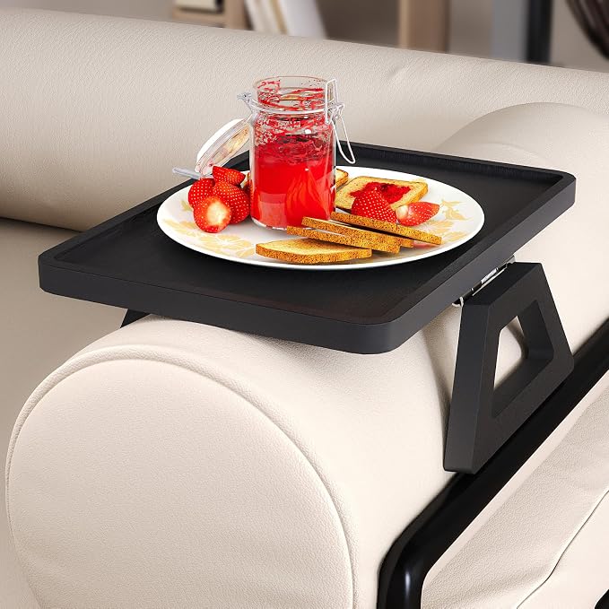 Couch Arm Tray, Bamboo Folding Sofa Tray, Sofa Armrest Trays Clip-On Couch Desk - Image 4