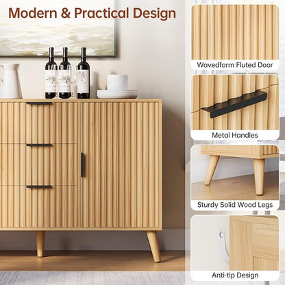 47.2" Fluted Sideboard Buffet Cabinet - Image 5
