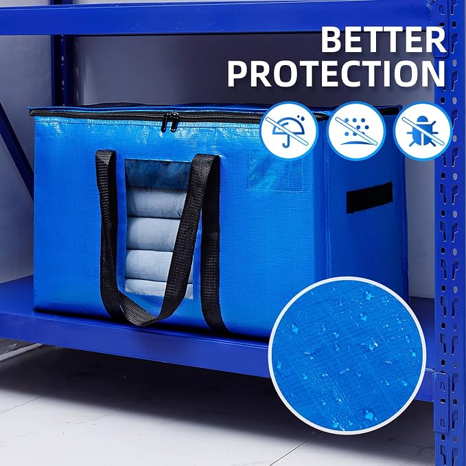 TAILI Extra Large Moving Bags, 12 Pack Blue Heavy Duty Totes - Image 8