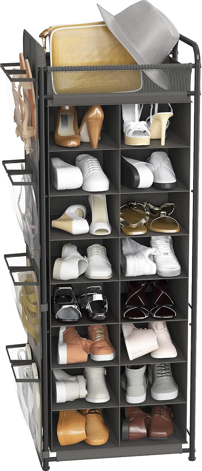 Simple Houseware 16 Cube Shoe Stand Tower Rack 8 Tier, Dark Gray | Top Shelf - Image 7