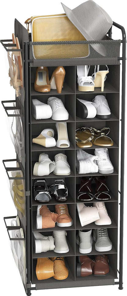 Simple Houseware 16 Cube Shoe Stand Tower Rack 8 Tier, Dark Gray | Top Shelf - Image 7