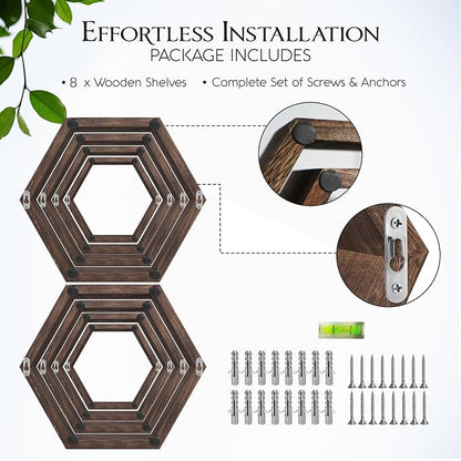 Hexagon Floating Shelves Set of 8 Honeycomb Shelves - Image 8