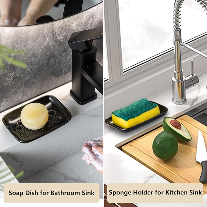 Gomakren Soap Dish for Shower, Ceramic Soap Dishes for Bar Soap Sponge - Image 6