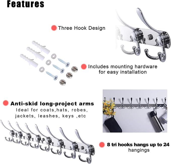 Dseap Coat Rack Wall Mount - Image 5