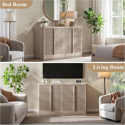 Fluted Dresser for Bedroom, Modern 6 Drawer Dresser - Image 5
