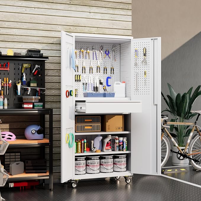 Metal Garage Cabinet with Wheels, Office Assembly Required - Image 2