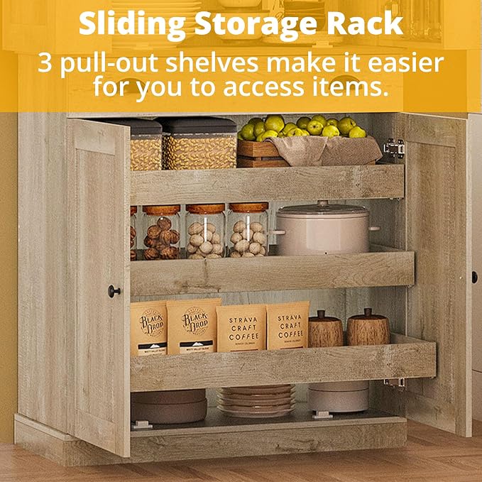 IRONCK Kitchen Pantry Cabinet 72" Height, Freestanding Cupboard - Image 6