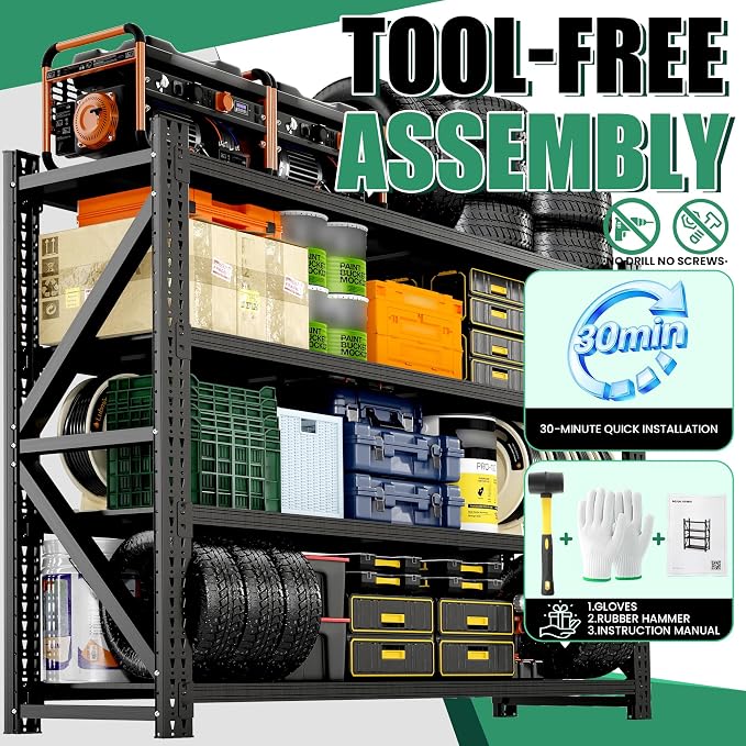 4-Tier Heavy Duty Garage Shelving, Industrial Shelving - Image 7