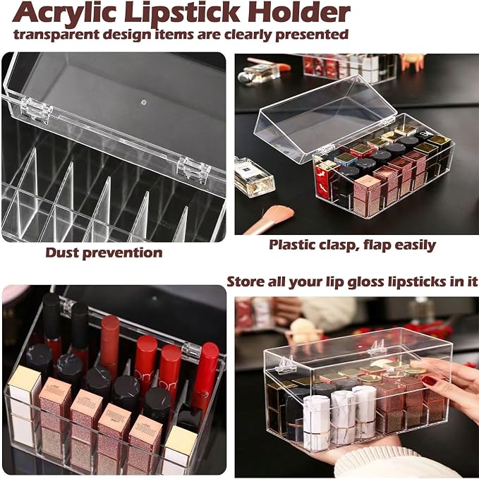 Lipstick Holder Display Case, 18 Slots Acrylic Organizer - Image 6
