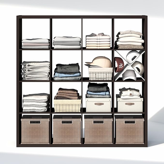 Furinno Cubic 16-Cube Closet Organizers and Storage, Dark Oak | Extra Thick - Image 6