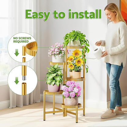 5 Tier Large Plant Stand Indoor, 7.9 Inch Wide Tall Corner Metal Plant Stands - Image 6