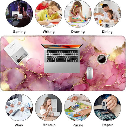 Pink Marble Ink Mouse Pad – Large Extended Desk Mat 35.43 x 15.75 in – Elegant - Image 9