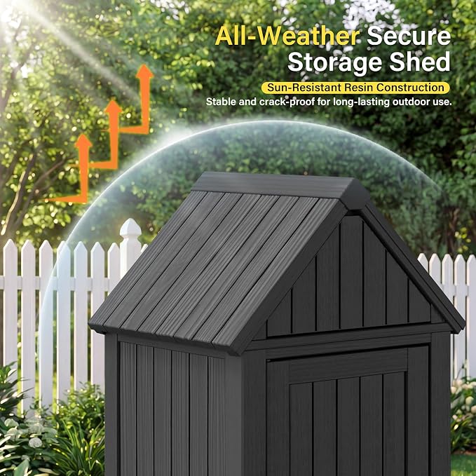 Bifanuo Deck Box Storage Shed Outdoor Storage Cabinet, Vertical Waterproof - Image 2